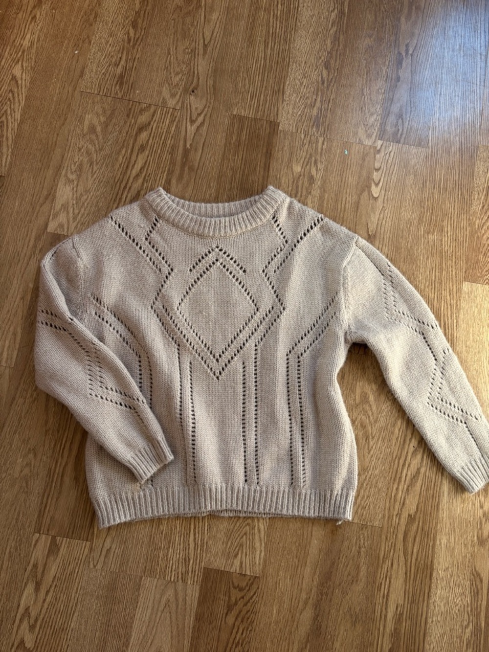 Magaschoni Open-Knit Crewneck Sweater in Beige